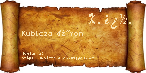 Kubicza Áron névjegykártya
